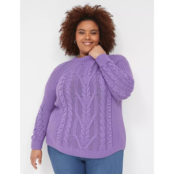 Lane Bryant Sweaters - Lane Bryant Purple Cable Knit Cutesy Valentine Feminine Sweater Size 26